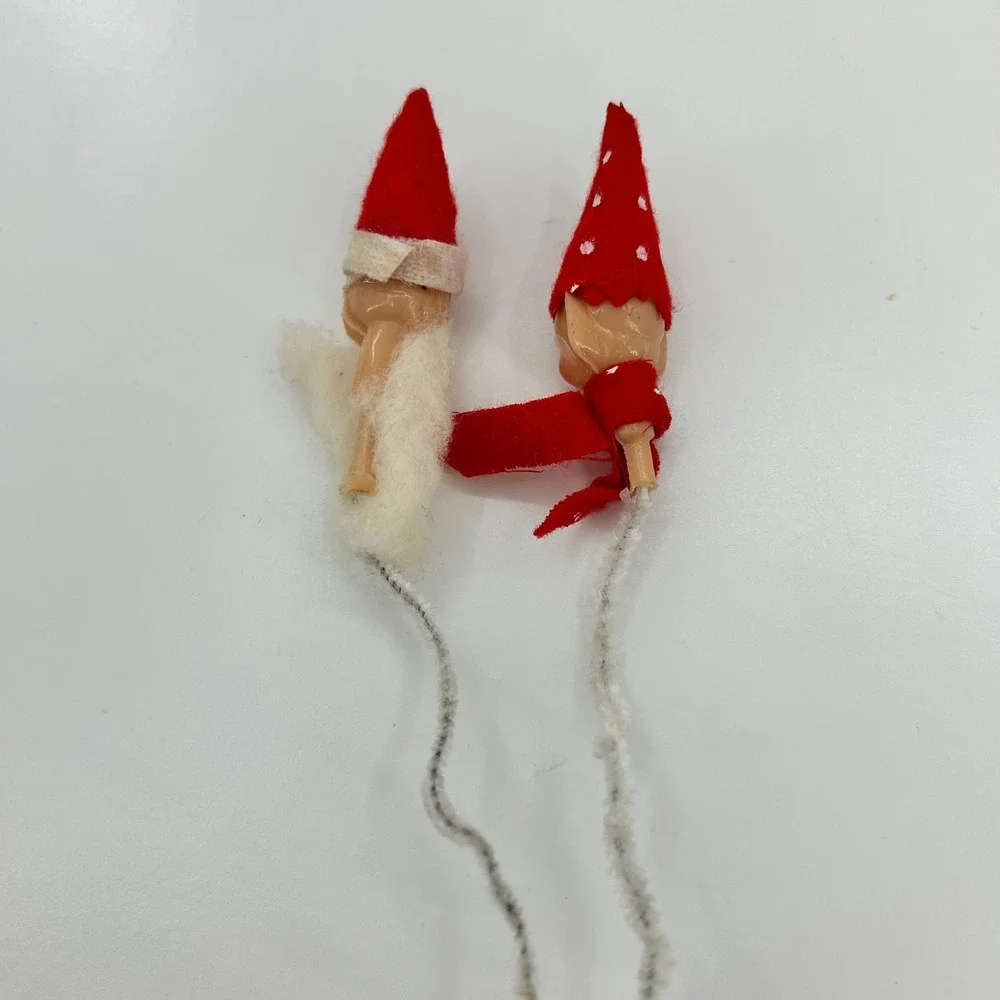 Vintage‎ Santa Claus Elf Pick Rubber Face Ornaments Lot Christmas